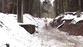 Curvy Babe Filmed Pissing In The Snow