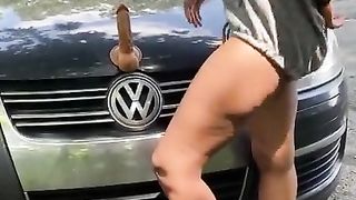 [Full Video] Petite Girl With Huge Clit Rides Dildo On Car Hood