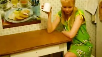 Blonde Girl Fucked At Kitchen Table