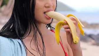 Petite Big Tits Asian Sucking Banana