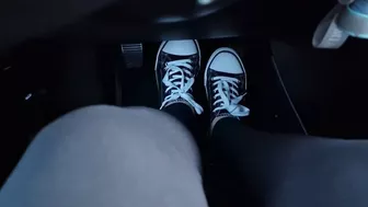 Driving And Playing With Pedals In Sneakers All Stars 4K