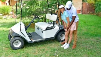 Hole In 1: Gold Coach Uses His Big Black Driver To Make Francys Belle Squirt Hard